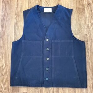 Vintage CC Filson Vest Men 40 Black Moleskin Mackinaw Wool Button Front Utility